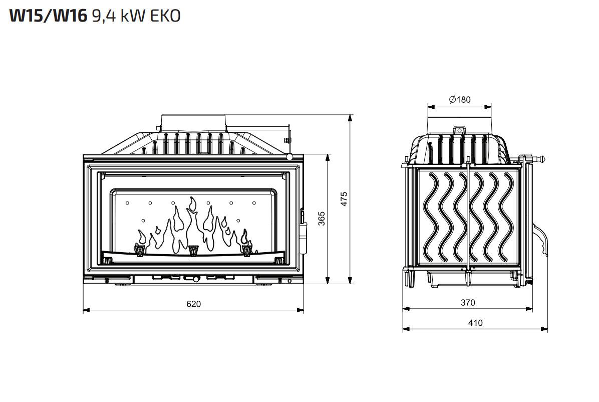 Каминная топка Kaw-Met W15 STANDART 9,4 кВт ЕКО - фото 5 - id-p87168492