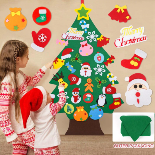 Елочка из фетра с новогодними игрушками Merry Christmas, 80 х 70 см - фото 3 - id-p167545439