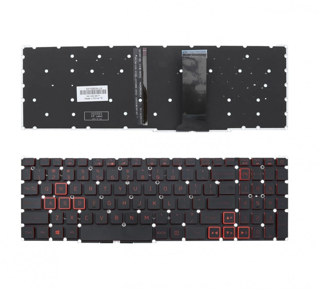 Клавиатура для ноутбука Acer Nitro 5 AN517-51 черная с красной подсветкой