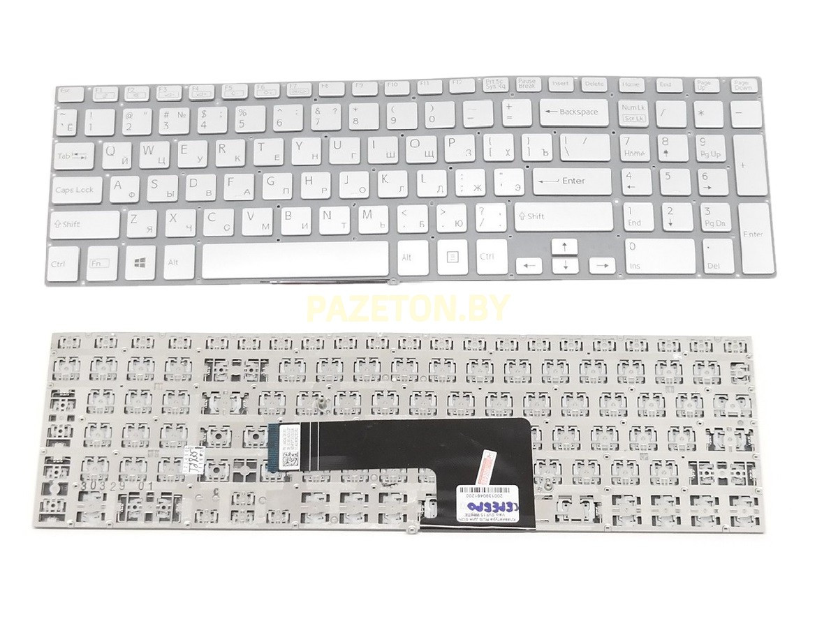 Клавиатура для ноутбука SONY Vaio SVF15 серебристая и других моделей ноутбуков
