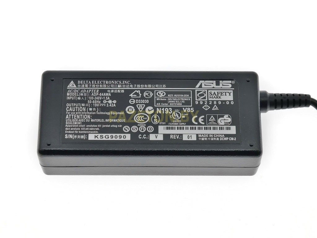 Блок питания для ноутбука Asus 19V 3.42A 65W 4.0X1.35 ADP-65DB силовой кабель в комплекте - фото 2 - id-p118921697