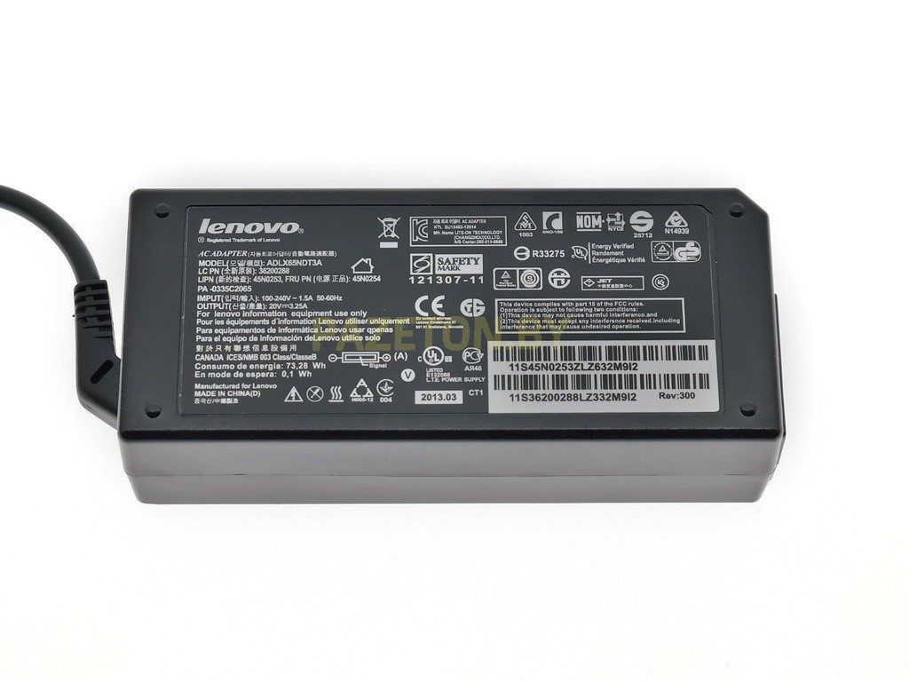 Блок питания для ноутбука Lenovo 20V 3.25A 65W штекер прямоугольный модель ADLX65NDT3A силовой кабель в - фото 1 - id-p98045562