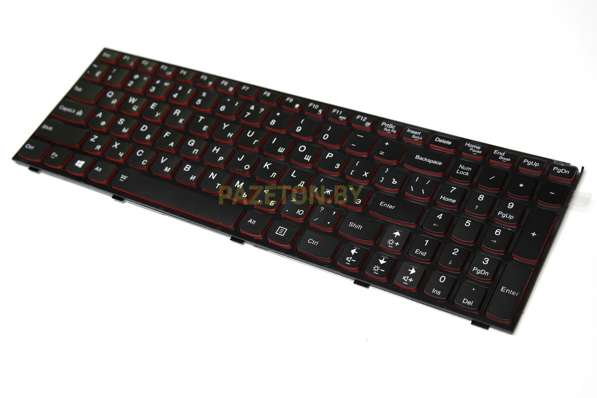 Клавиатура для ноутбука lenovo Ideapad y510 y510p y590 y590n черная красная подсветка - фото 3 - id-p135120662