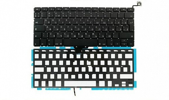 Клавиатура для ноутбука Apple MacBook A1278 черная, плоский Enter, с подсветкой