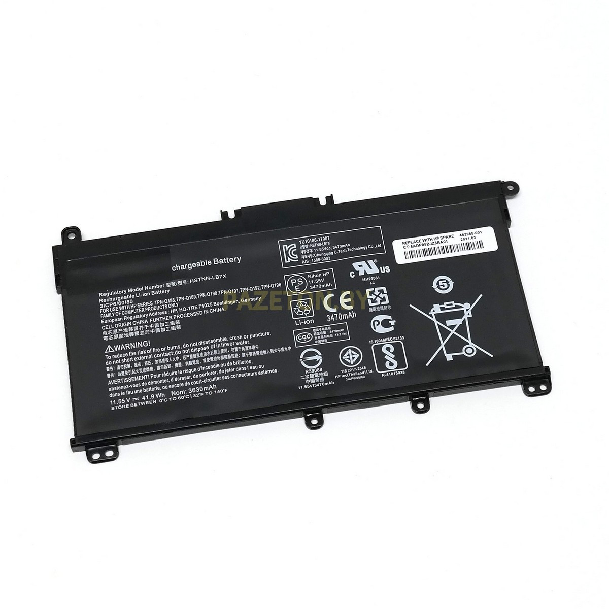 Батарея для ноутбука HP TPN-Q188 TPN-Q189 TPN-Q190 li-pol 11,55v 41,9wh черный
