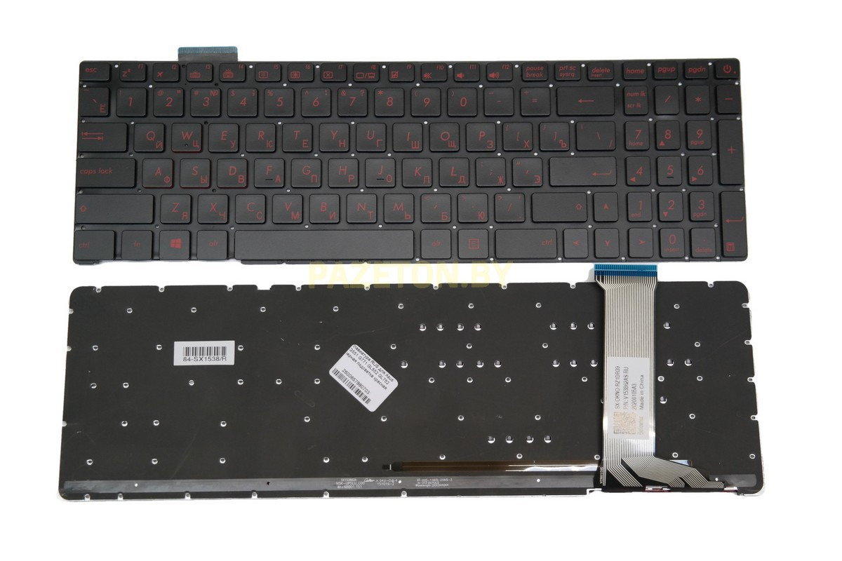 Клавиатура для ноутбука Asus G551 G771 GL552 GL752 черная подсветка красная - фото 1 - id-p130184948