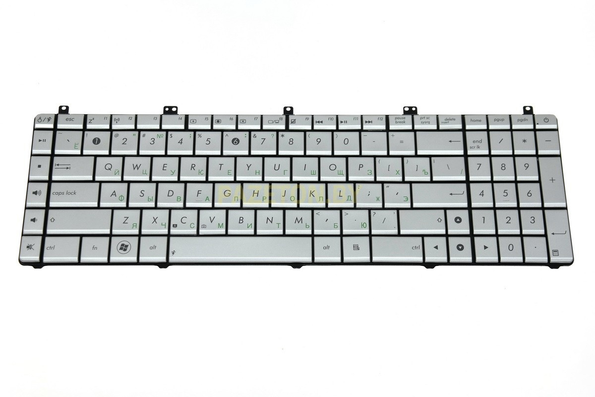 Клавиатура для ноутбука Asus N55 N57 N75 N75S N75SL серебристая и других моделей ноутбуков
