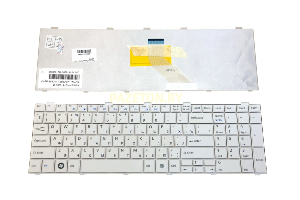 Клавиатура для ноутбука Fujitsu A531 A530 AH531 AH530 БЕЛАЯ и других моделей ноутбуков