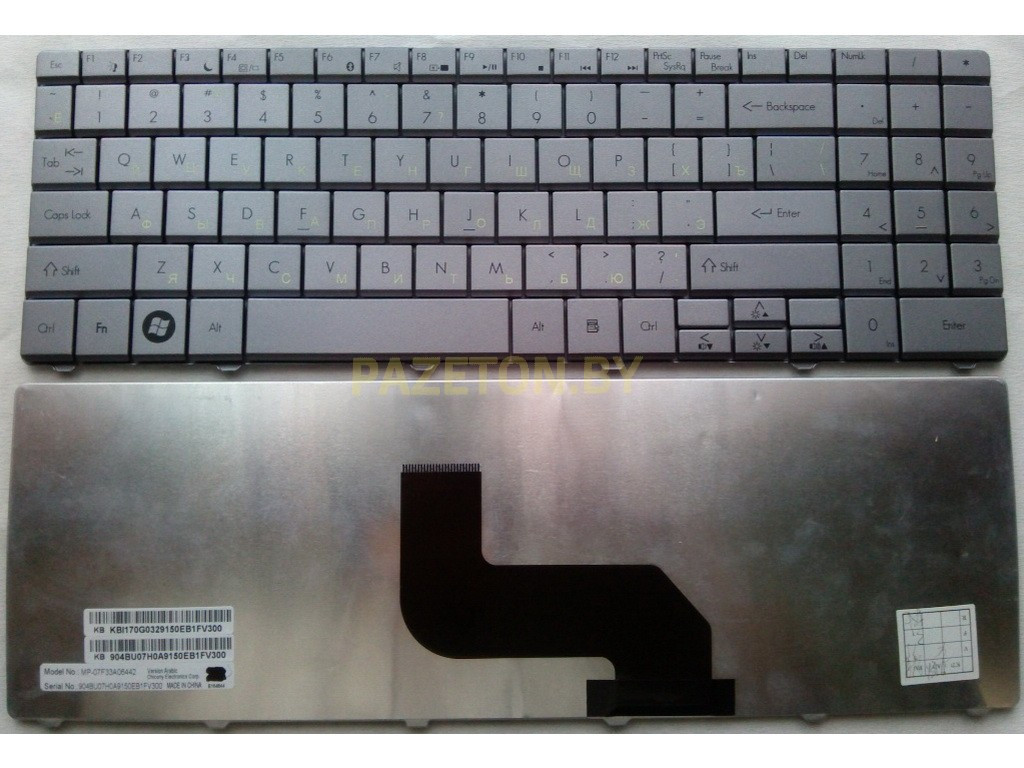 Клавиатура для ноутбука GATEWAY NV52 NV53 NV54 NV78 NV79 EC54 серебристая и других моделей ноутбуков