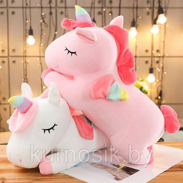Мягкая игрушка Единорог спящий 50 см розовый - фото 6 - id-p167550053