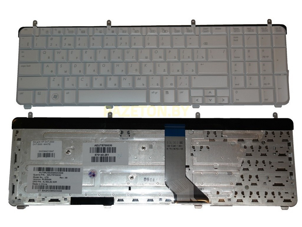 Клавиатура для ноутбука HP Pavilion DV7-2000 DV7-3000 белый и других моделей ноутбуков