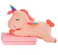 Мягкая игрушка Единорог спящий с пледом 3в1 Розовый, фото 5