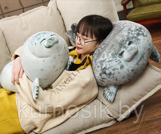Мягкая игрушка Тюлень большой 60 см плюшевый 3D игрушка подушка - фото 9 - id-p167556410