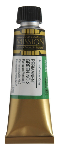 Акварельная краска Mission Gold, permanent green no.2, 15 мл