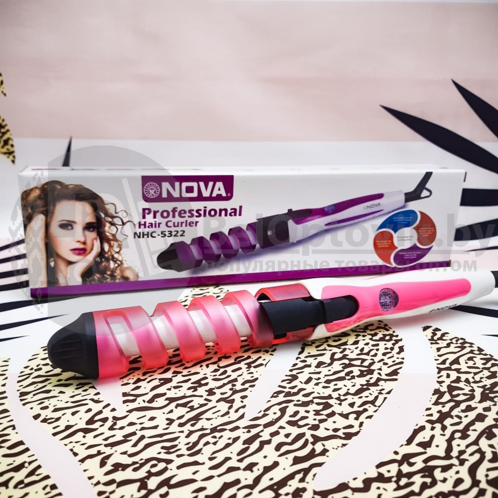 Профессиональная плойка для волос NOVA Professional Hair Curler NHC-5322 (5311) Розовая - фото 3 - id-p119210065