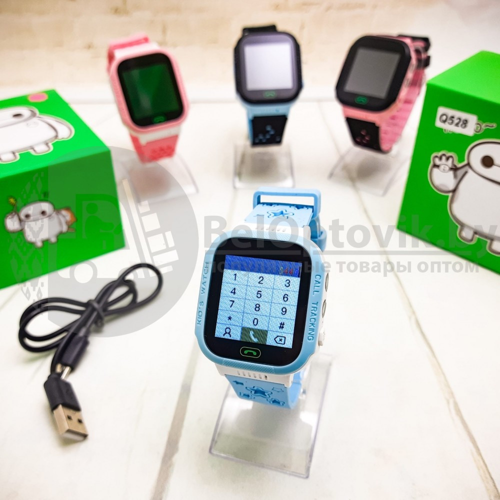 Детские GPS часы (умные часы) Smart Baby Watch Q528 Черные с голубым - фото 10 - id-p105333523