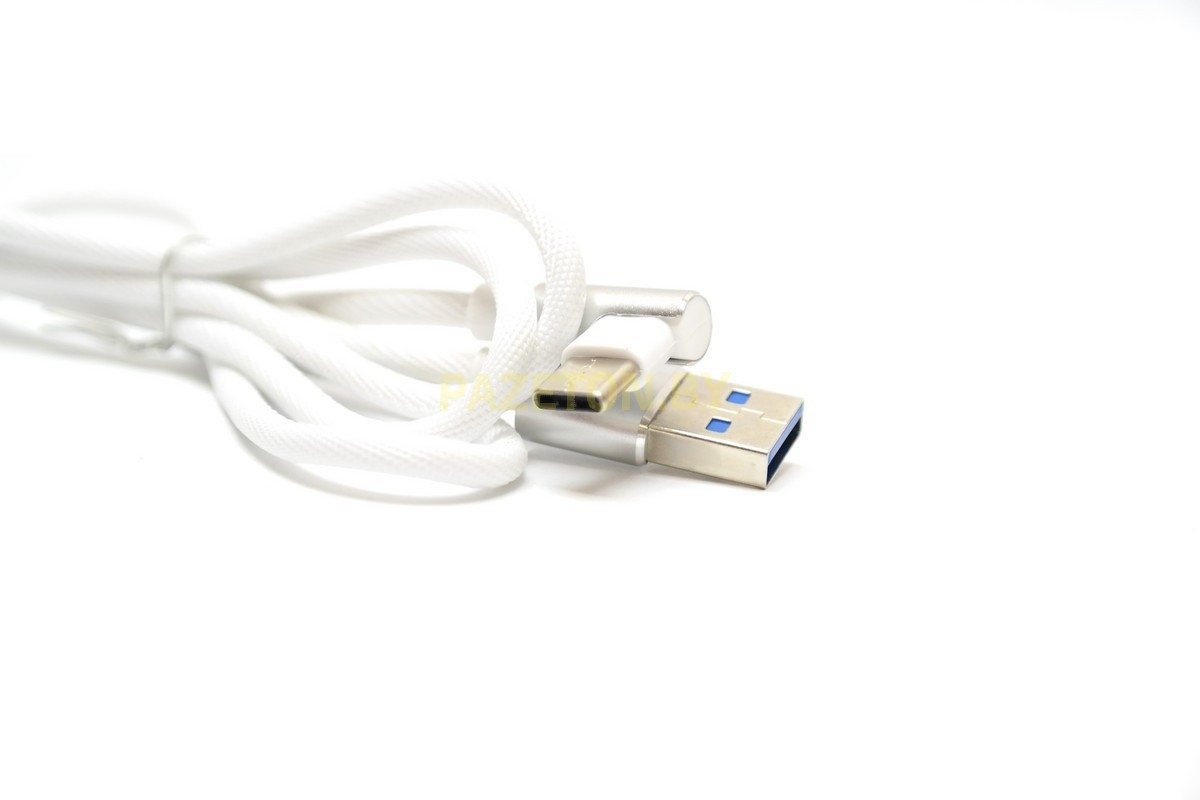 Дата-кабель USB-TYPE C 1 метр 90 градусов белый - фото 1 - id-p159802429