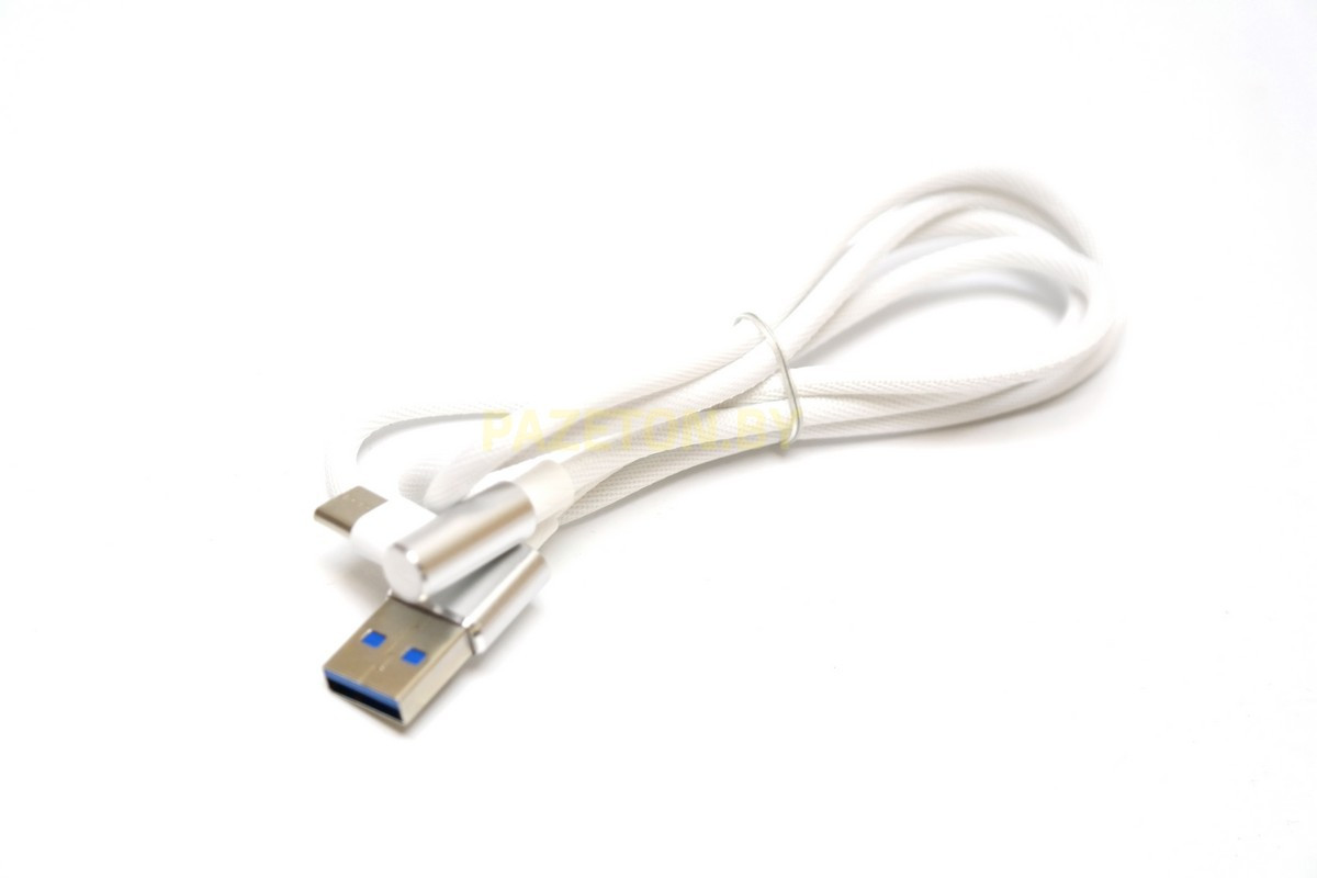 Дата-кабель USB-TYPE C 1 метр 90 градусов белый - фото 4 - id-p159802429