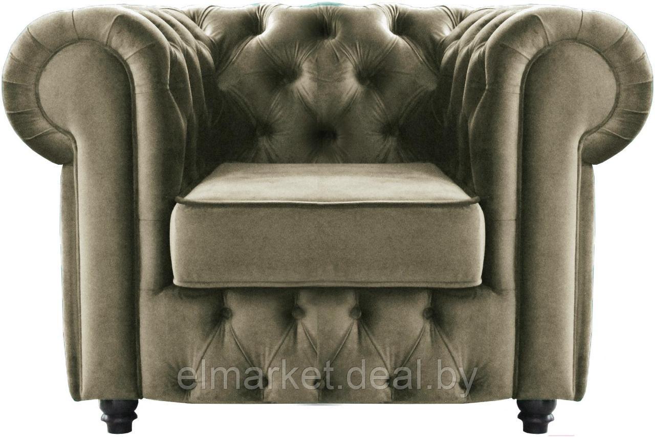 Кресло Бриоли Честерфилд В10 серо-коричневый - фото 1 - id-p167582077