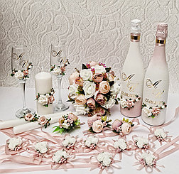 Свадебный набор "Кураж" в бело-пудровом цвете