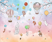 Фотообои Зверушки на воздушных шарах