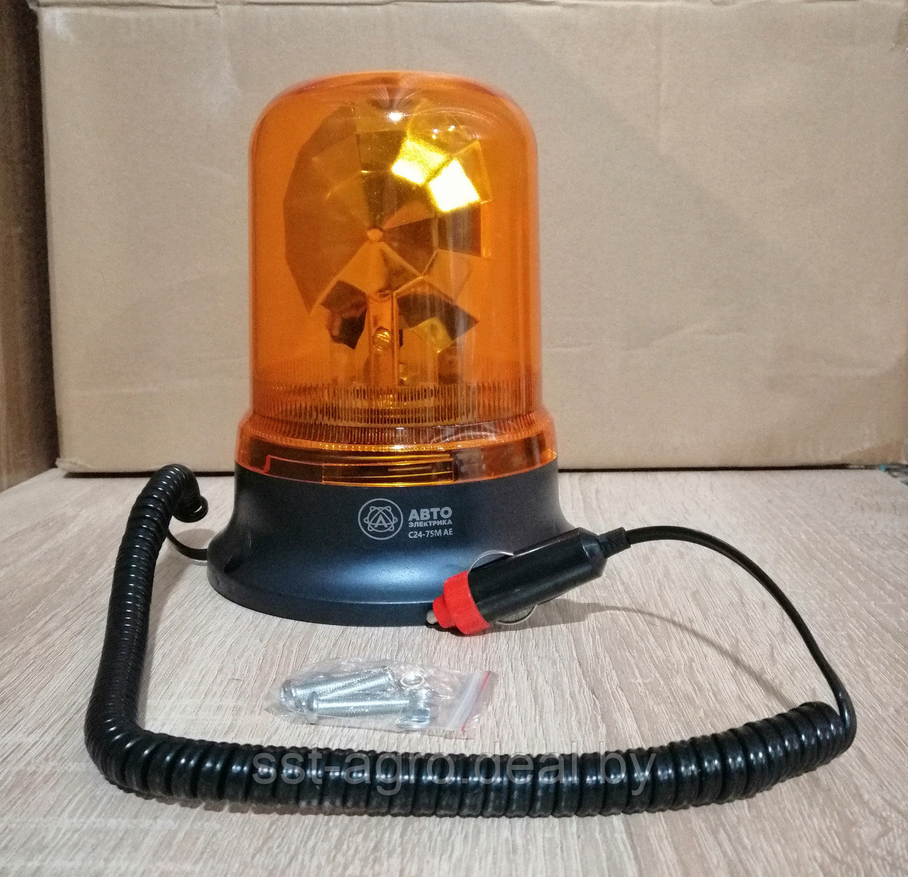 Маяк проблесковый С24-75М (лампа Н1-24-70) 24В на магните в прикуриватель (H-200мм, D-155мм) - фото 1 - id-p167595695
