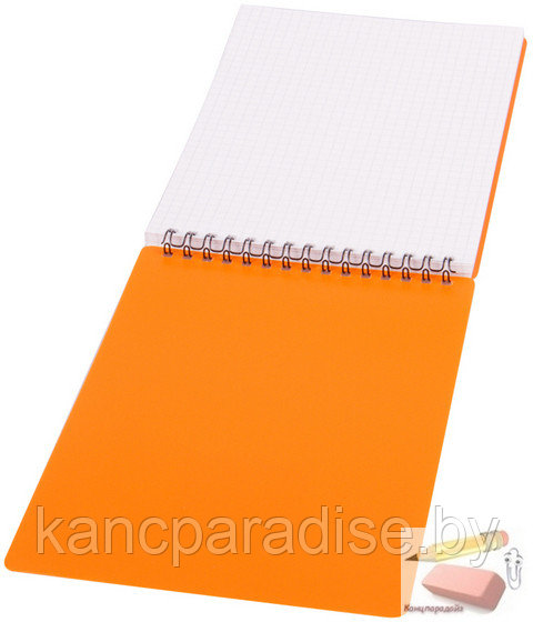 Блокнот OfficeSpace Neon А5, 60 листов, на спирали сверху, обложка - пластик, оранжевый - фото 5 - id-p167596646