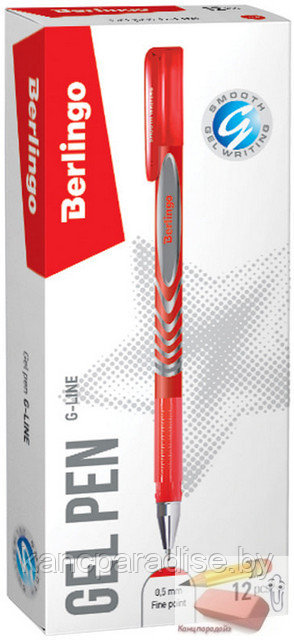 Ручка гелевая Berlingo G-Line, 0,5 мм., игольчатый стержень, красная