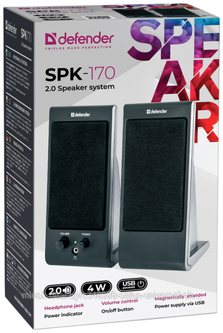 Колонки (акустическая система) 2.0 Defender SPK 170, мощность 4Вт, питание от USB, фото 2