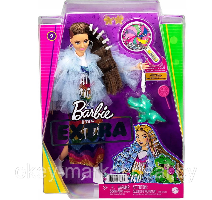 Кукла Barbie Экстра Doll in Rainbow Dress GYJ78 - фото 1 - id-p167610377
