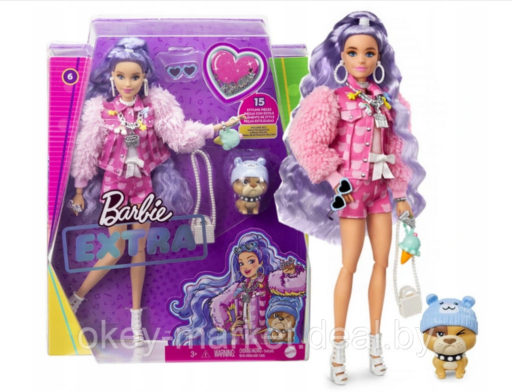 Кукла Barbie Экстра Милли Style Millie с фиолетовыми волосами GXF08 - фото 1 - id-p167610392