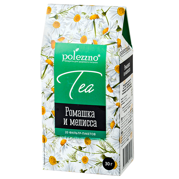 Чай травяной Ромашка и Мелисса, 20 фильтр-пакетов Polezzno
