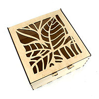 Деревянная коробка подарочная "Листья" 25х25х12, фото 1