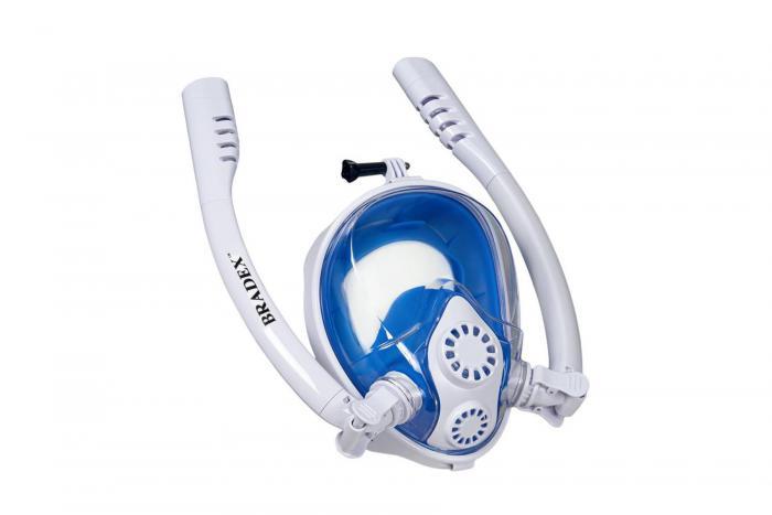 Полнолицевая маска для снорклинга с двумя трубками, S,M (fullface snork mask FM05), Bradex SF 0553 - фото 1 - id-p167455526