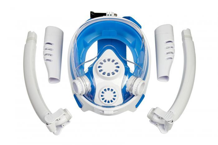 Полнолицевая маска для снорклинга с двумя трубками, S,M (fullface snork mask FM05), Bradex SF 0553 - фото 5 - id-p167455526