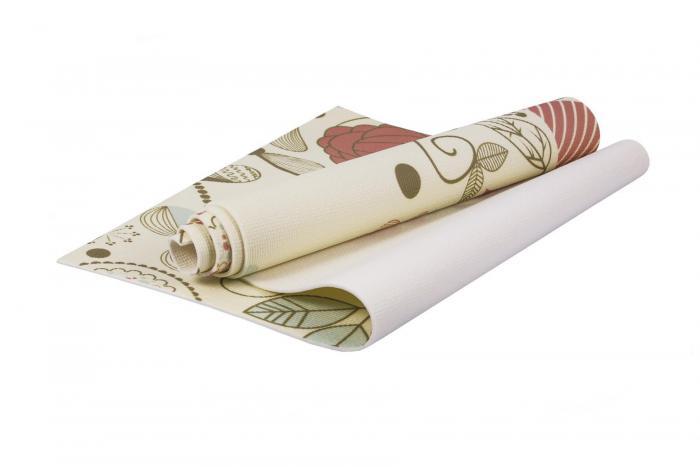 Коврик для йоги и фитнеса 173*61*0,4 с рисунком ФЛАУЭР (Yoga mat 173*61*0,4 with picture beige), Bradex SF