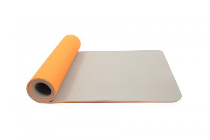 Коврик для йоги и фитнеса 183*61*0,6 TPE двухслойный оранжевый (Yoga mat 173*61*0,6 TPE orang/grey 1575c/Cool - фото 6 - id-p167455603