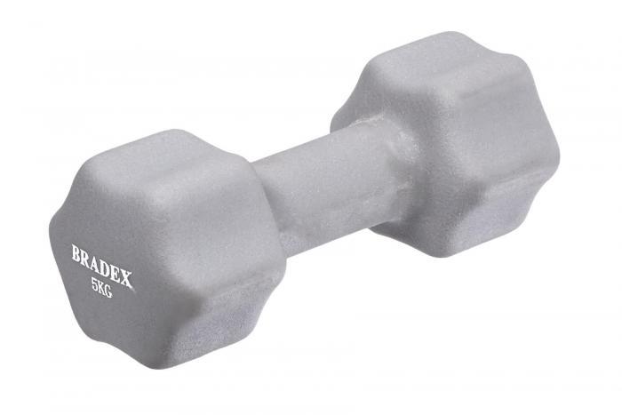 Гантель неопреновая, 5 кг, серая (Neoprene dumbbell 5 kg gray pantone cool gray 4 c), Bradex SF 0545 - фото 1 - id-p167455647