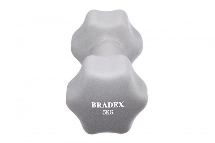 Гантель неопреновая, 5 кг, серая (Neoprene dumbbell 5 kg gray pantone cool gray 4 c), Bradex SF 0545 - фото 2 - id-p167455647