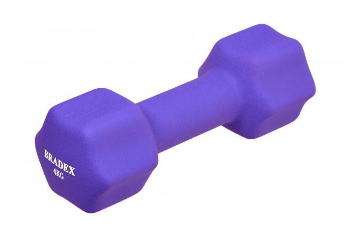 Гантель неопреновая, 4 кг, фиолетовая (Neoprene dumbbell 4 kg purple pantone 814 c), Bradex SF 0544 - фото 1 - id-p167455648