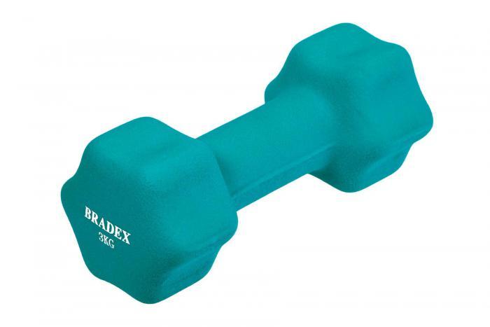 Гантель неопреновая, 3 кг, голубая (Neoprene dumbbell 3 kg blue 7466 c), Bradex SF 0543 - фото 1 - id-p167455649