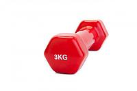 Гантель обрезиненная 3 кг, красная (rubber covered barbell 3 kg RED), Bradex SF 0163