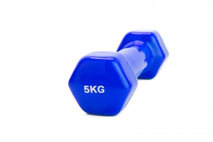 Гантель обрезиненная 5 кг, синяя (rubber covered barbell 5 kg BLUE), Bradex SF 0168 - фото 1 - id-p167455656