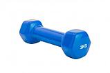 Гантель обрезиненная 3 кг, синяя (rubber covered barbell 3 kg BLUE), Bradex SF 0164, фото 3
