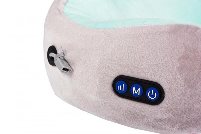 Дорожная подушка-подголовник для шеи с завязками, серо-розовая (Massage pillow (shiatsu + vibration) - - фото 8 - id-p167455730