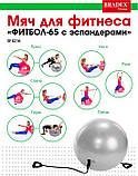 Мяч для фитнеса «ФИТБОЛ-65 с эспандерами» (Fitness Ball with expanders, grey), Bradex SF 0216, фото 8