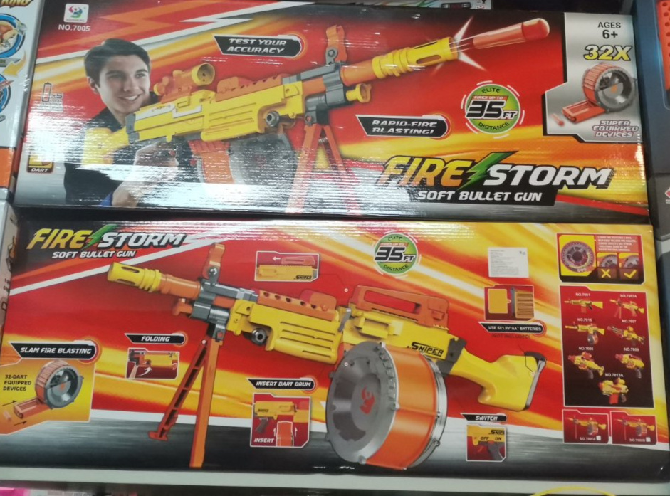 Детский пулемет fire storm 7005 аналог нерф Nerf , бластер с мягкими пулями - фото 2 - id-p167622835