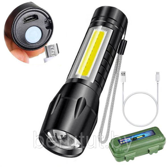 Ручной светодиодный аккумуляторный фонарь Яркий луч YYC-51, LED фонарик с системой фокусировки луча, черный - фото 2 - id-p167622858