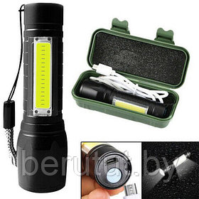 Ручной светодиодный аккумуляторный фонарь Яркий луч YYC-51, LED фонарик с системой фокусировки луча, черный
