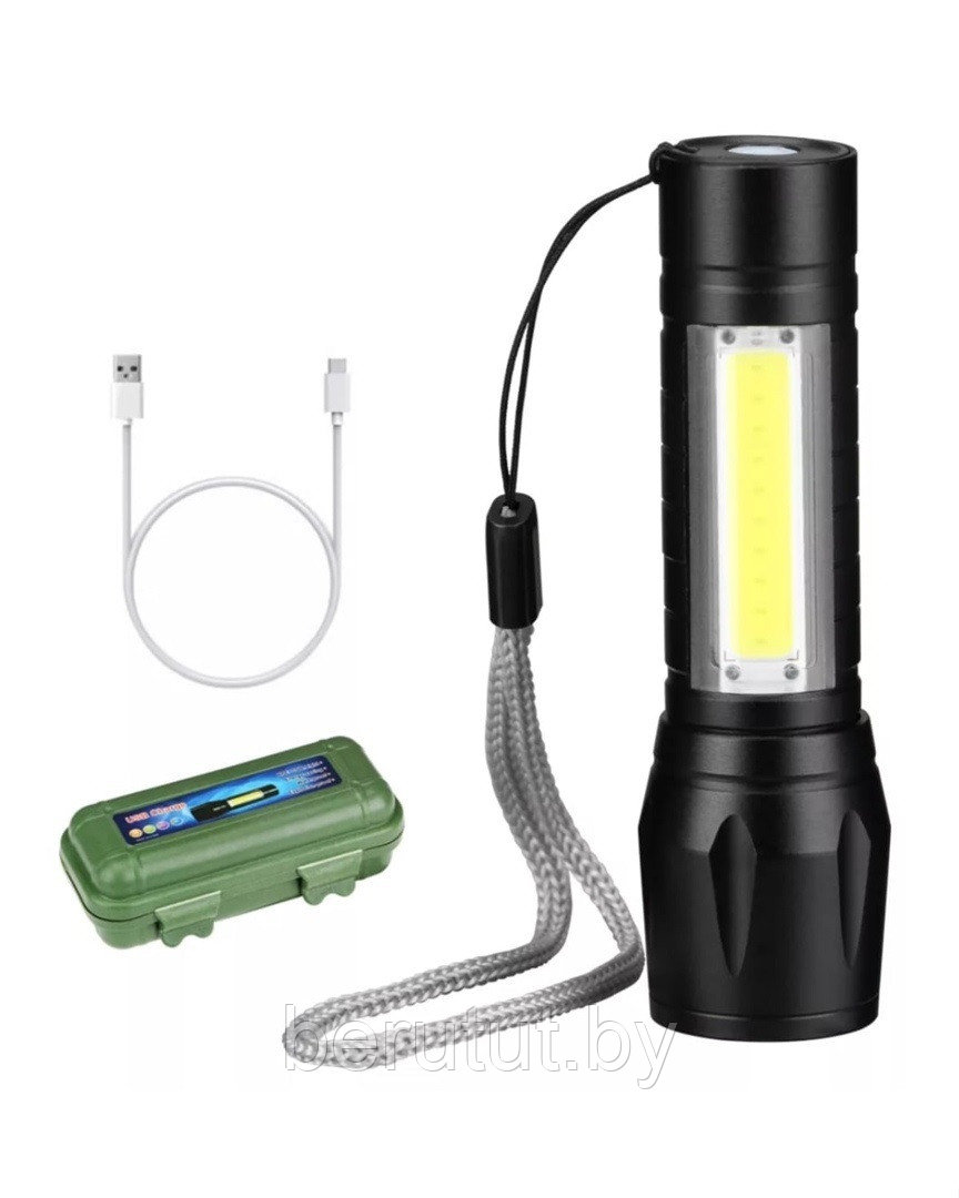 Ручной светодиодный аккумуляторный фонарь Яркий луч YYC-51, LED фонарик с системой фокусировки луча, черный - фото 3 - id-p167622858